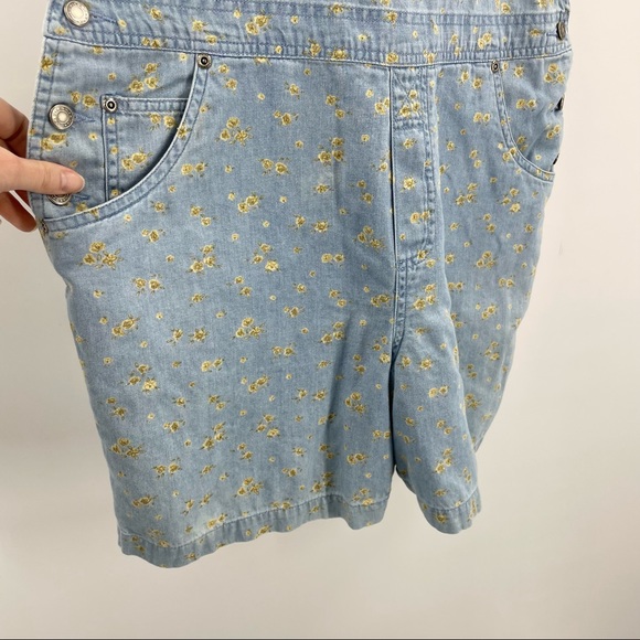 Vintage 90s Y2K Floral Shortalls 8P - Picture 3 of 8